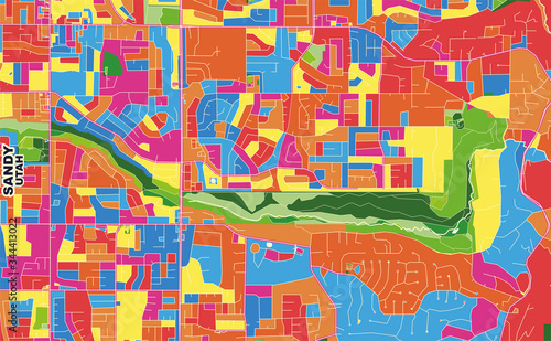 Sandy, Utah, USA, colorful vector map