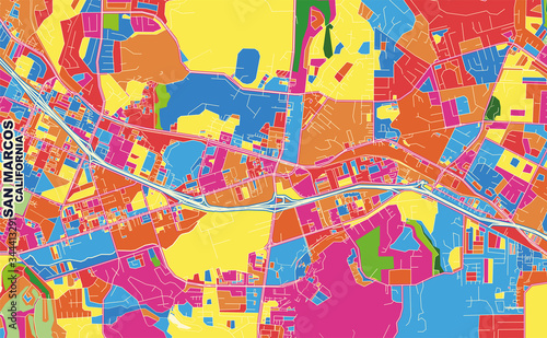San Marcos, California, USA, colorful vector map