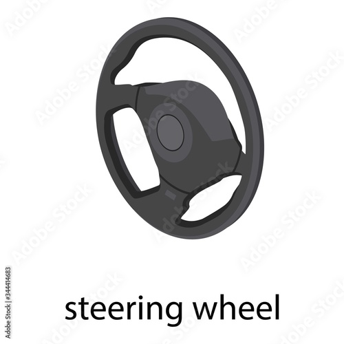 Steering wheel icon. Isometric of steering wheel vector icon for web design isolated on white background