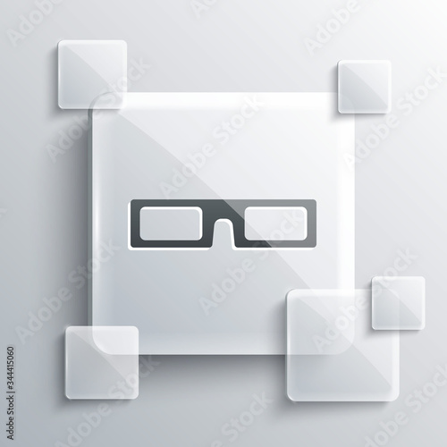 Grey cinema glasses icon isolated on grey background. Square glass panels. Vector Illustration