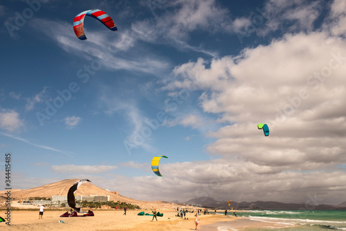 Photography Kite surfing at Sotavento beach in Fuerteventura, Canary Islands, Spain