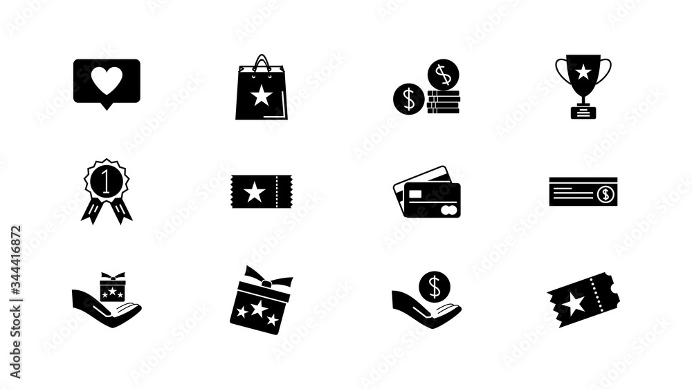 Lottery ticket, Earn reward and winner gift icons.vector illustration Lottery ticket, Earn reward and winner gift icons.vector illustration