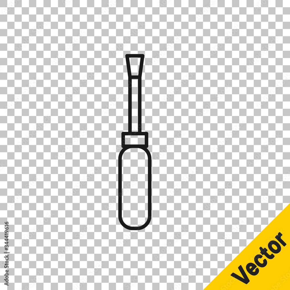 Black line Screwdriver icon isolated on transparent background. Service tool symbol. Vector Illustration Black line Screwdriver icon isolated on transparent background. Service tool symbol. Vector Illustration