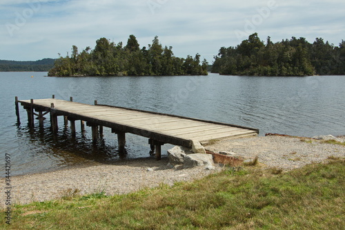 Jetty at Lake Kaniere on West Coast on South Island of New Zealand
 photo