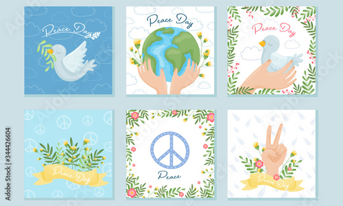 International Peace Day Greeting Card Design Vector Set photo