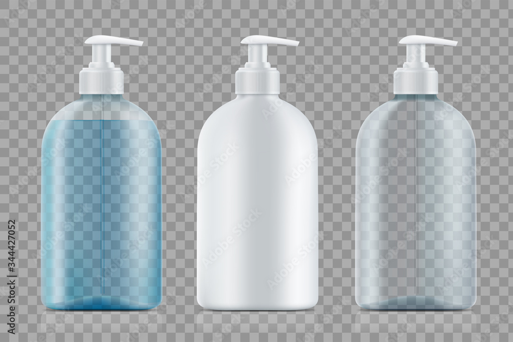 Set of bottles package with soap and empty. Set of bottles package with soap and empty.