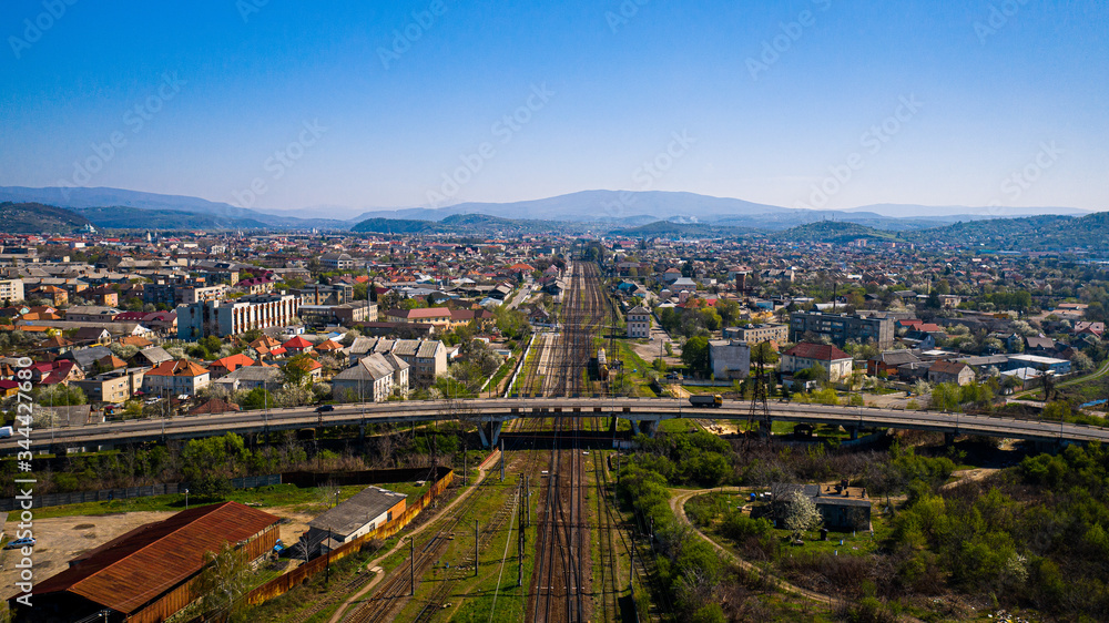 aerial view of the city Mukachevo