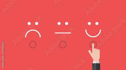 Business survey customer  feedback concept, emotions in happiness symbol for best service ranking