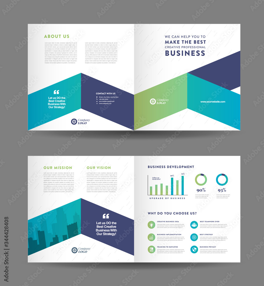 Square Business Bi-Fold Brochure Design | Booklet Design | Marketing and Financial Document 