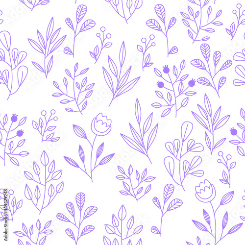 Texture with flowers and plants. Floral ornament. Original flowers pattern.