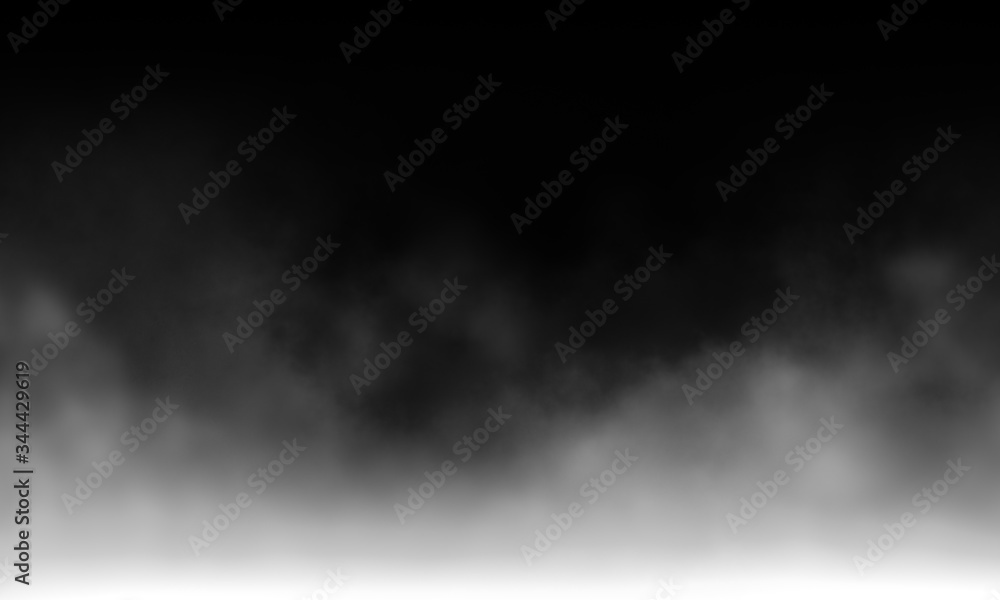 White gray smoke Isolated on black color dark horror background. Use for concept design Halloween Spooky night.