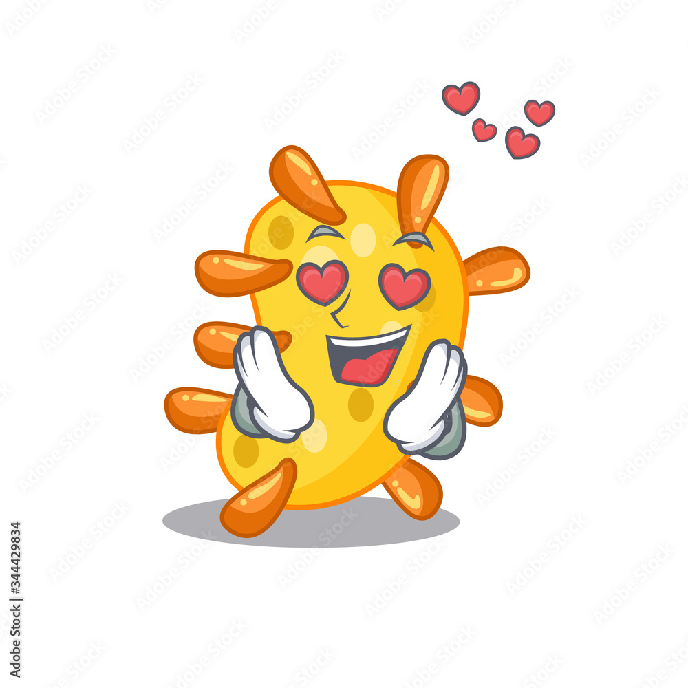 Cute vibrio cartoon character has a falling in love face Cute vibrio cartoon character has a falling in love face