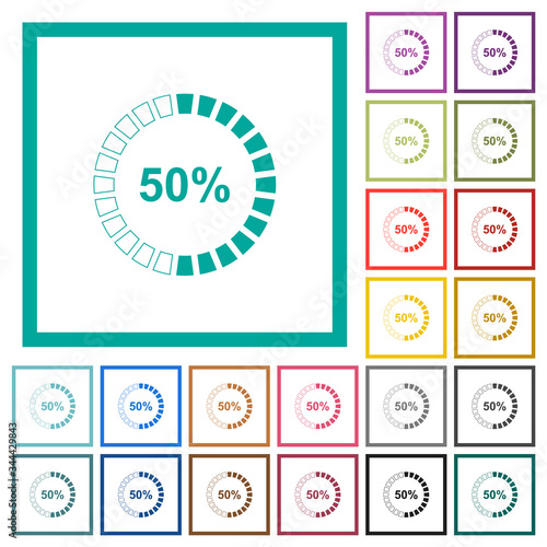 50 percent loaded flat color icons with quadrant frames