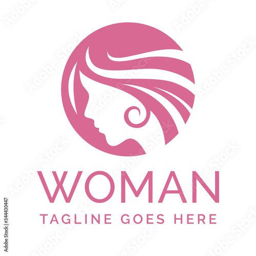 Logo woman head silhouette. Use for beauty salon or cosmetics design. Vector symbols designs idea with women portrait silhouettes. Elegant classy graphics spa, salons and hair studios.