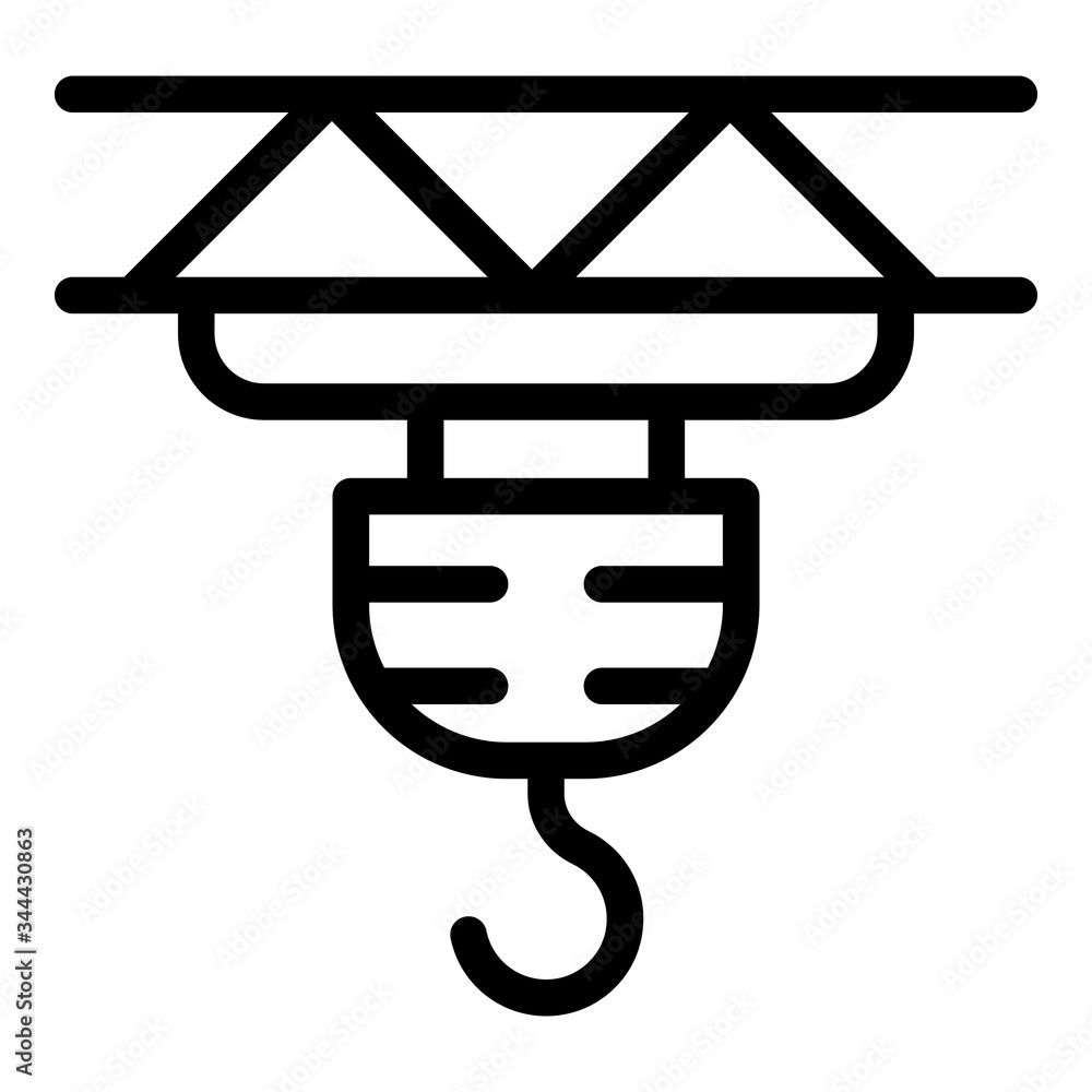 Truck crane hook icon. Outline truck crane hook vector icon for web design isolated on white background