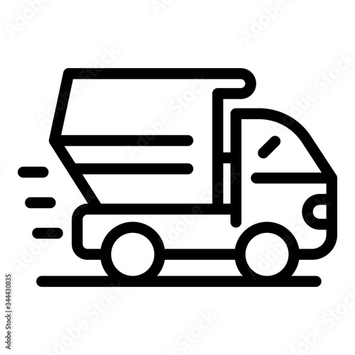 Dump truck icon. Outline dump truck vector icon for web design isolated on white background