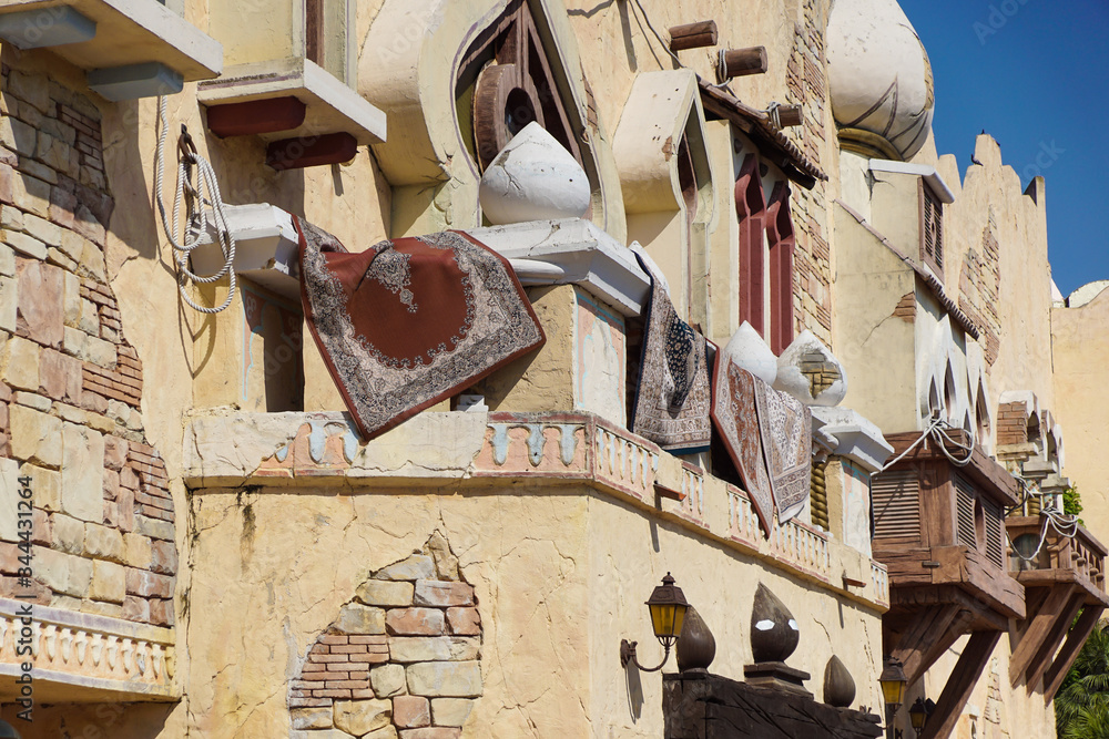 Architectural detail with sky of building of the arabic islamic style ...