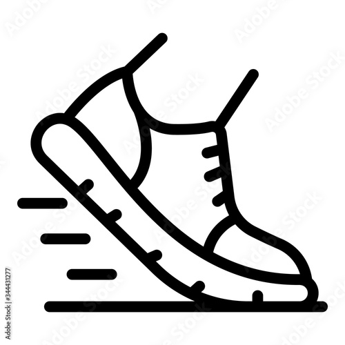 Foot in sneaker icon. Outline foot in sneaker vector icon for web design isolated on white background