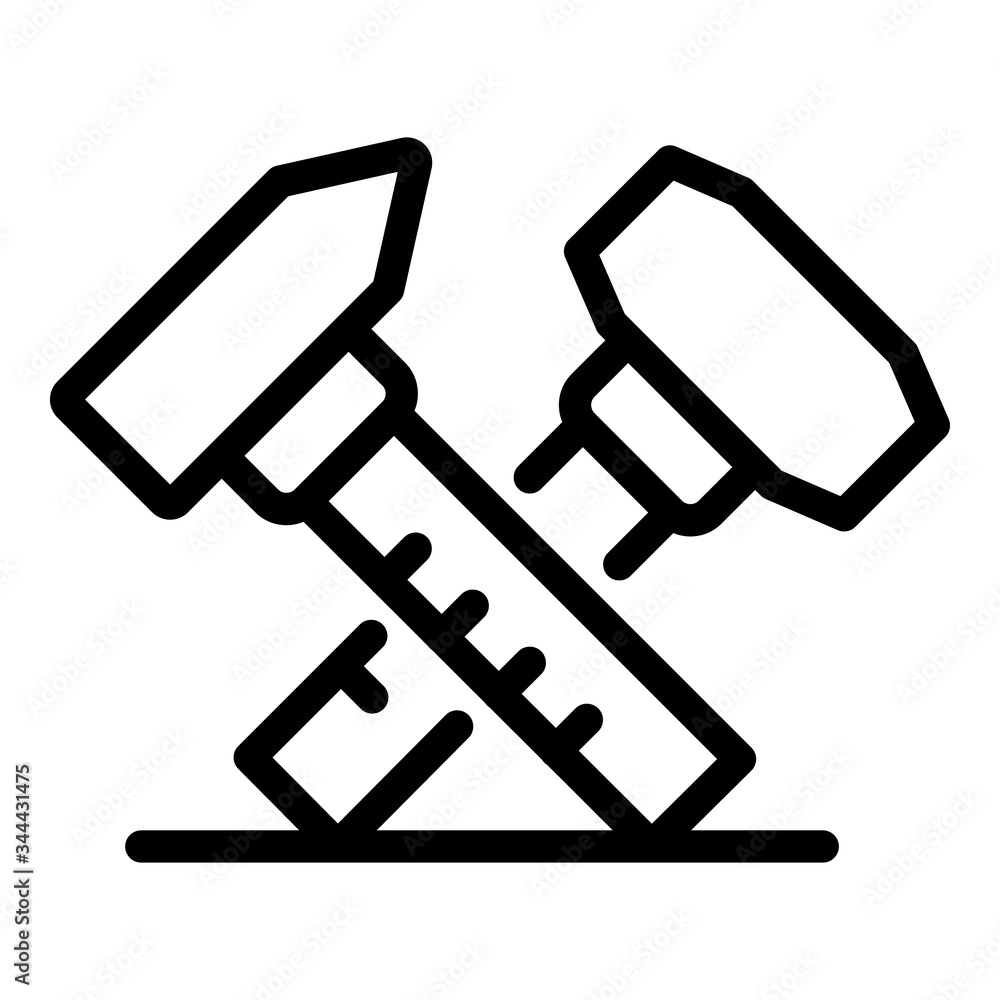 Hammer and caliper icon. Outline hammer and caliper vector icon for web design isolated on white background Hammer and caliper icon. Outline hammer and caliper vector icon for web design isolated on white background