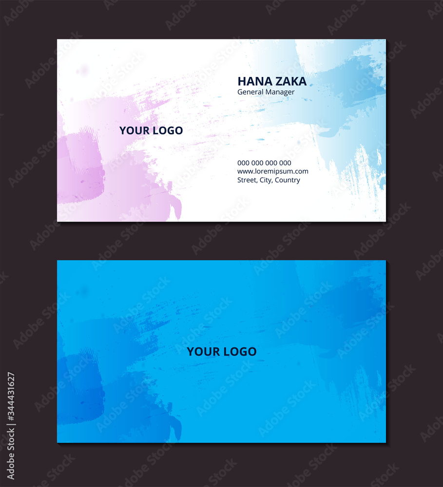 Business card watercolor style with brush stroke template