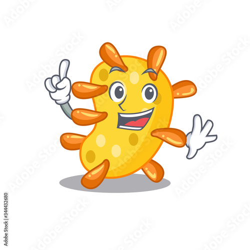 Vibrio mascot character design with one finger gesture