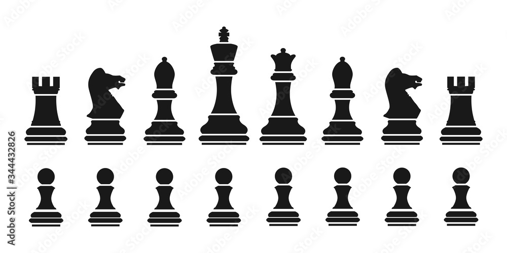 Chess Pieces Silhouette Set Stock Vector - Illustration of design