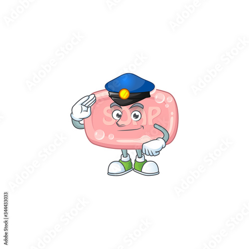 A dedicated Police officer of pink soap mascot design style