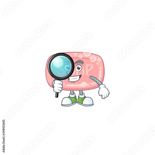 Smart Detective of pink soap cartoon character design concept