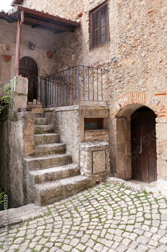 SANTO STEFANO DI SESSANIO  L AQUILA  ITALY - 8 AUGUST 2019 - Santo Stefano di Sessanio is a pitoresque hill town in the province of L Aquila in the Abruzzo region of southern Italy.