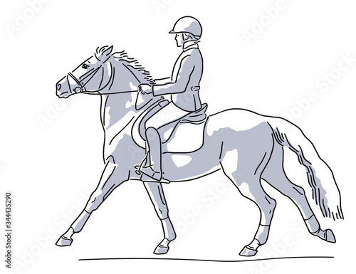Rider and pony 2 colored illustration