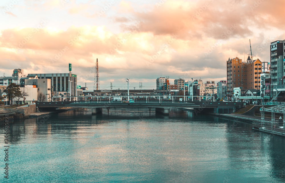 Fototapeta premium Kitakyushyu city viewed from a bridge