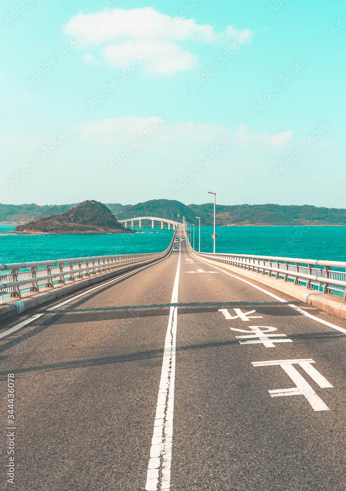 Beautiful Tsunoshima bridge by the sea