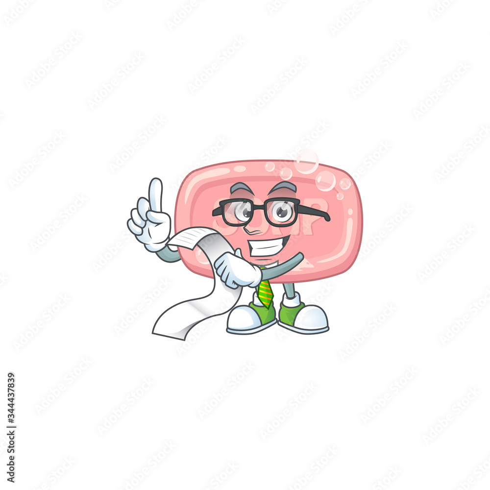 Mascot cartoon concept of pink soap with menu list