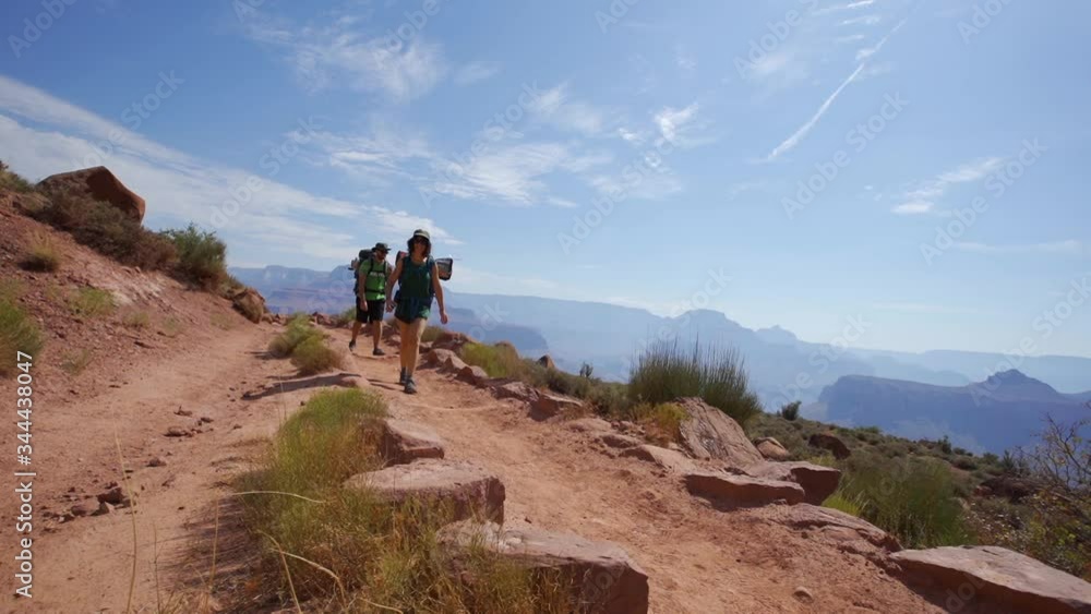 A couple on the South Kaibab Trailhead of the Grand Canyon, Arizona A couple on the South Kaibab Trailhead of the Grand Canyon, Arizona