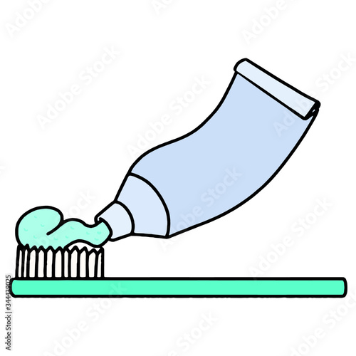 toothpaste and toothbrush. hand drawn vector illustration.