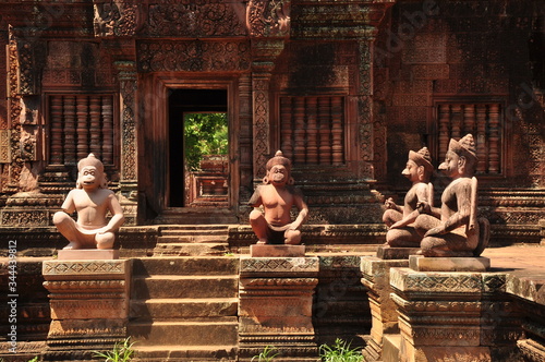 Cambodia Angkor wat temple with Buddhism relief sculpture on ancient architecture heritage.  