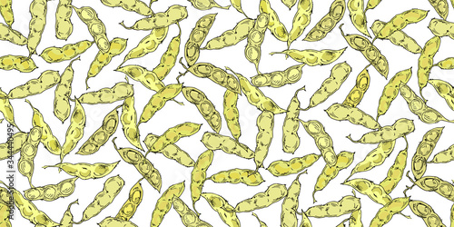 Soybean colorful pods seamless pattern