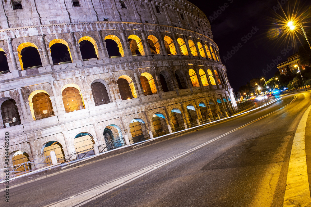 Night view of colosseum in Rome. Rome is a famous tourist destination