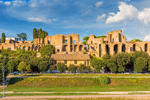 View on antique Palatine Hill in Rome. Rome is a famous tourist destination