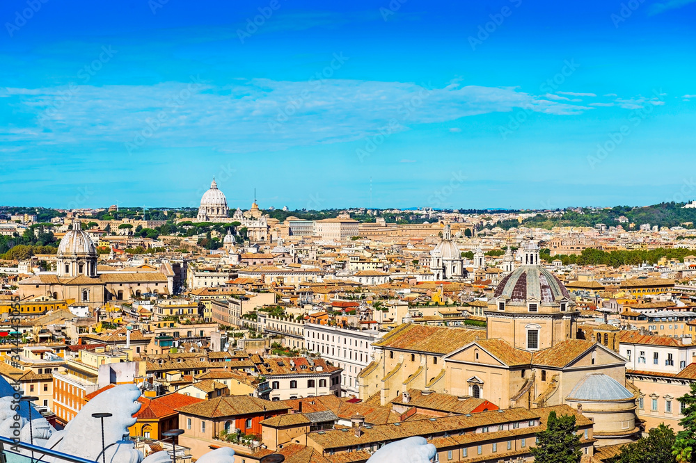 Panoramic view of Rome. Rome is a famous tourist destination