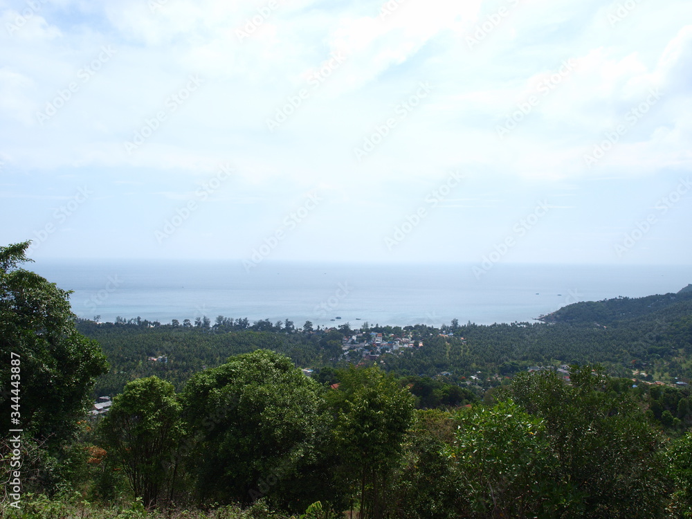 View from the mountain to the jungle, sea and sky