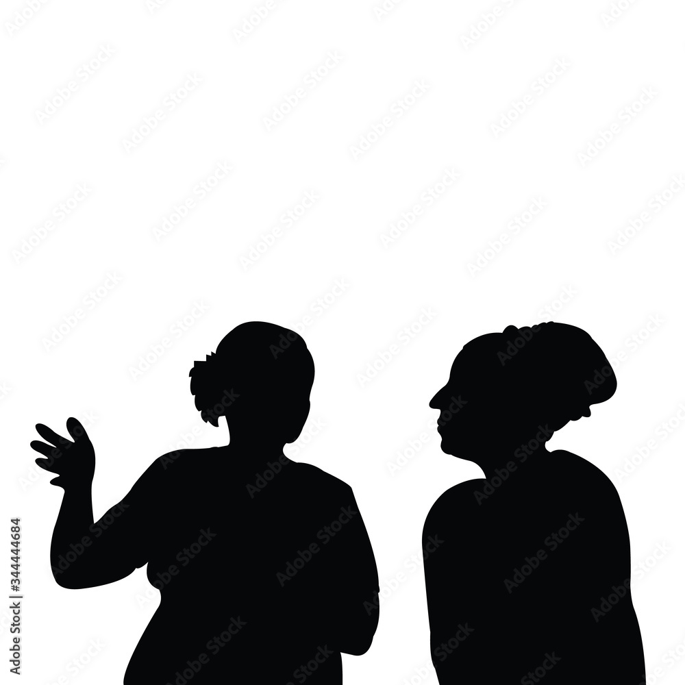 women talking heads silhouette vector