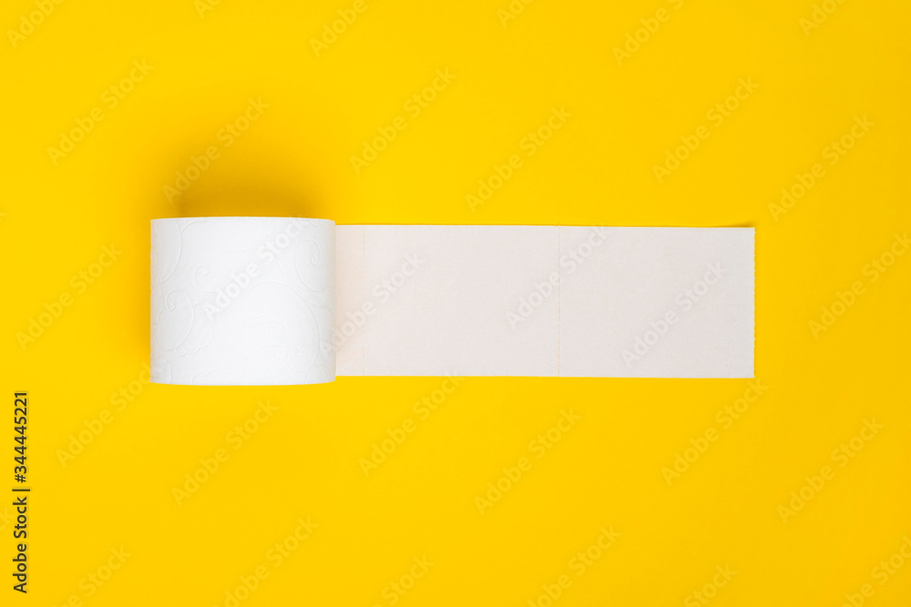Flat lay of toilet tissue paper