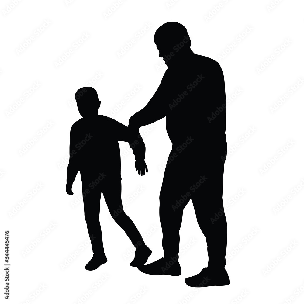 man holding the child, silhouette vector