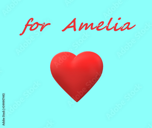 valentine card with name and red heart