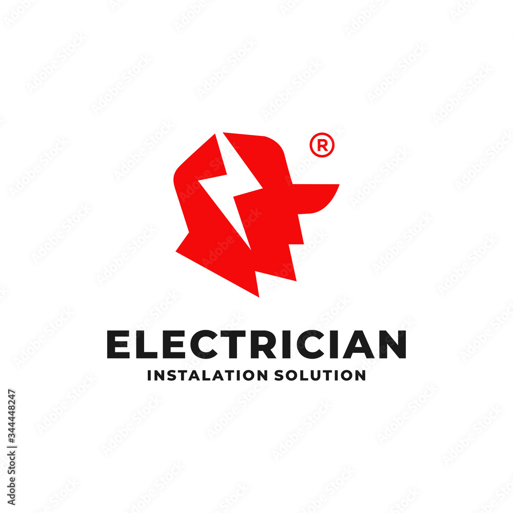 Fototapeta premium electrician logo concept. modern design. can use for installation service logo, technology, electric and etc. vector of creative logo ideas