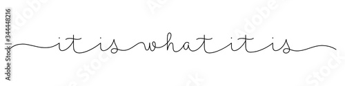 IT IS WHAT IT IS black vector monoline calligraphy banner with swashes