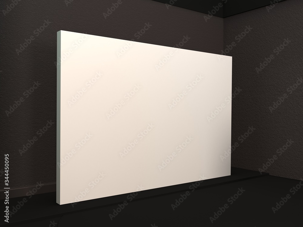Front view of an empty white wall in a room with concrete floor in an art gallery or exhibition hall. 3d rendering. . Front view of an empty white wall in a room with concrete floor in an art gallery or exhibition hall. 3d rendering. .
