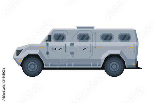 Armored Vehicle, Banking, Currency and Valuables Transportation, Bank Security Finance Service Vector Illustration