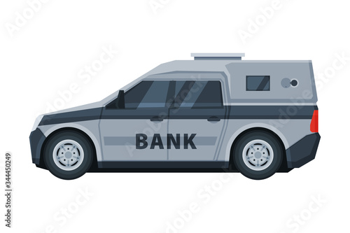 Cash Car Vehicle, Banking, Currency and Valuables Transportation, Bank Security Finance Service Vector Illustration